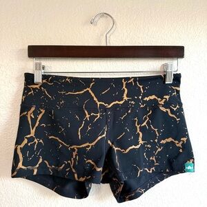 Wodbottom Womens Shorts Black Gold Crackle Athletic Lift Size Medium